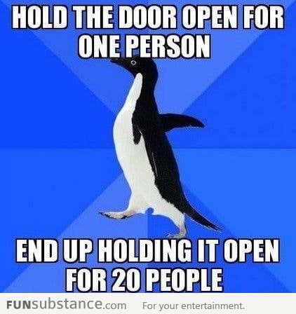 Holding doors open for people