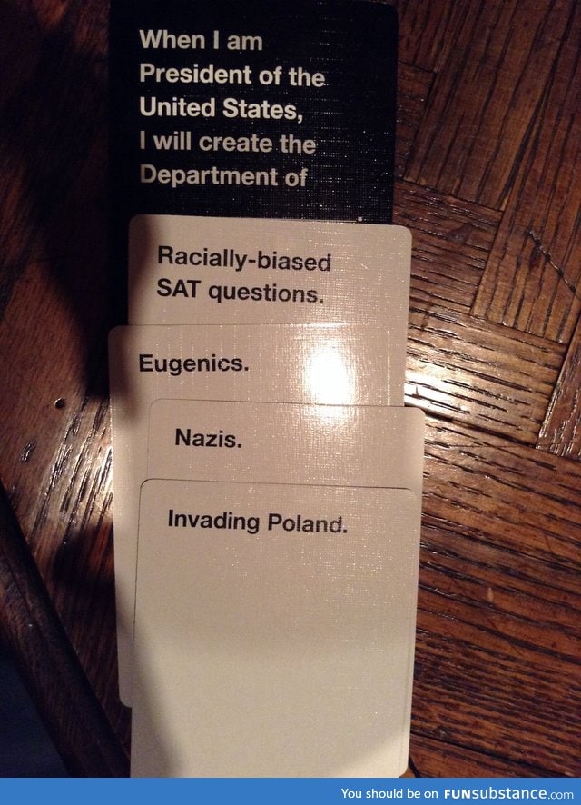 Cards against humanity really loves up to its name