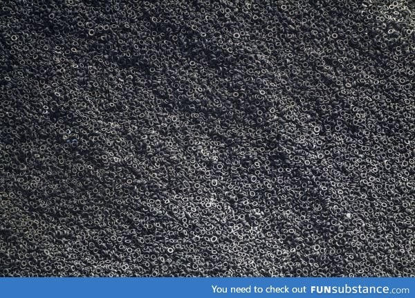 Aerial view of a tire scrapyard