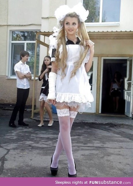 Russian school girl on graduation day