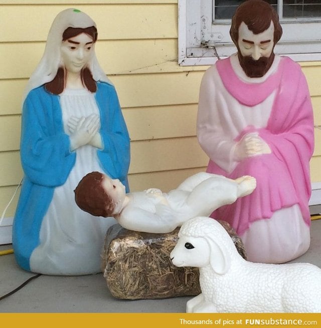 Baby Jesus is going to have some wicked abs by the end of the season