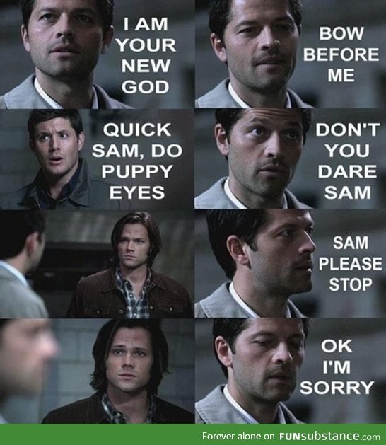 Castiel Defeated by Sammy's Puppy Eyes