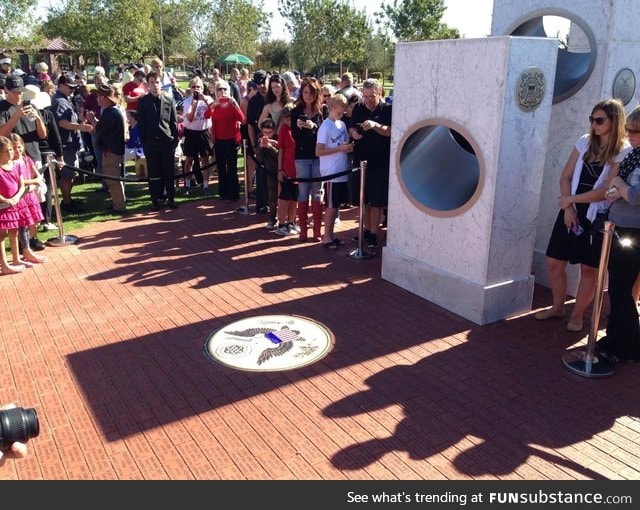 The seal is perfectly illuminated for about one minute on Veterans Day every year