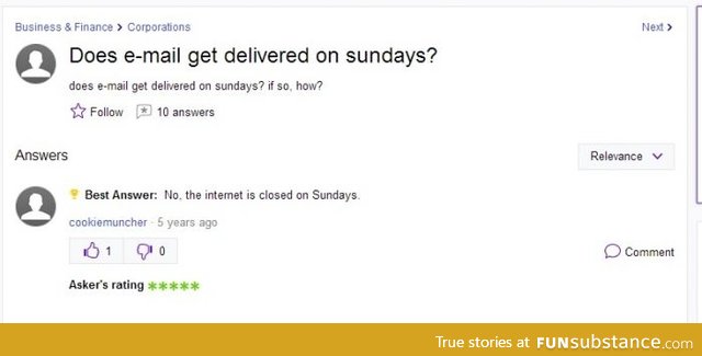 The internet is now closed on Sundays