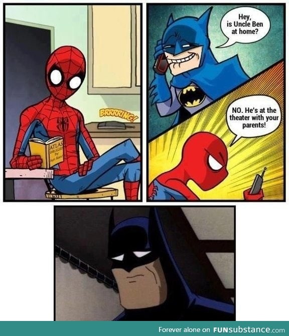 Funny spiderman and Batman scene