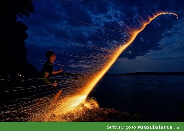 Long exposure of a bottle rocket