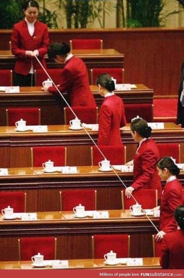 Preparation just before the debate in the Chinese parliament