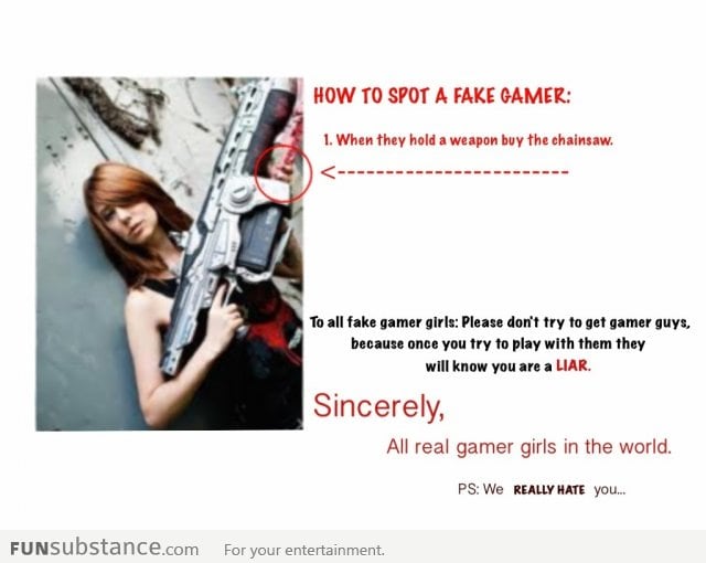 To all the fake gamer girls.... I really hate you...  -_- a lot.