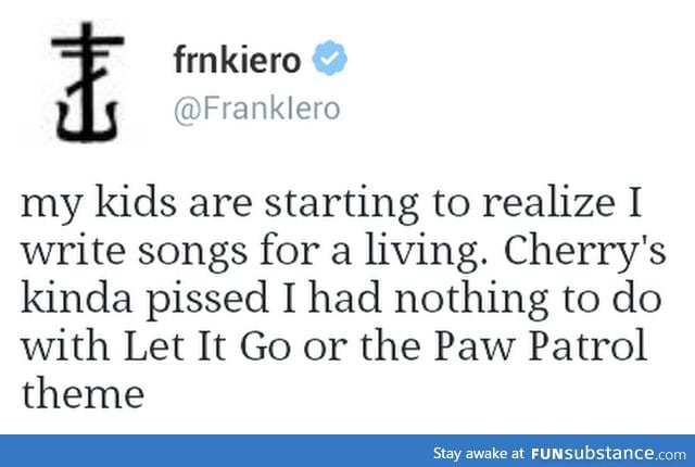 (For those of you who don't get why it's funny, Frank Iero is a former rock-band member)