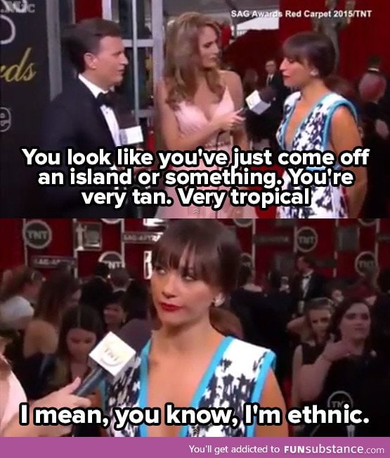 Rashida Jones responds to reporter question