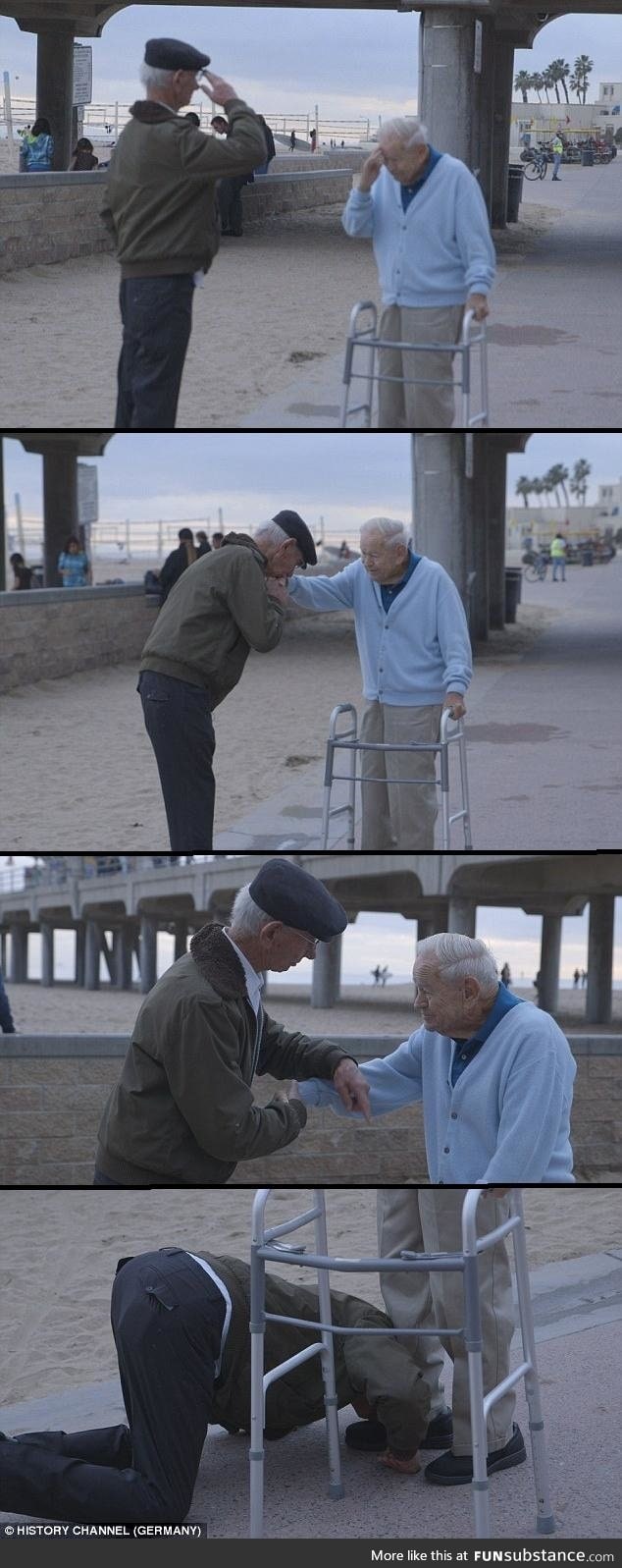 Holocaust survivor salutes US soldier who liberated him from concentration camp