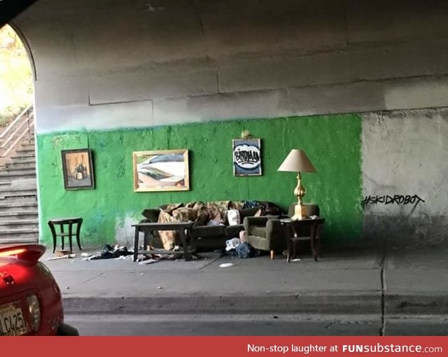 A homeless man's home in Downtown, Los Angeles