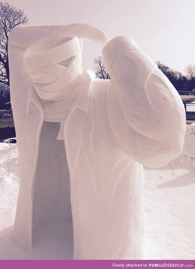 Invisible man snow sculpture. Original content