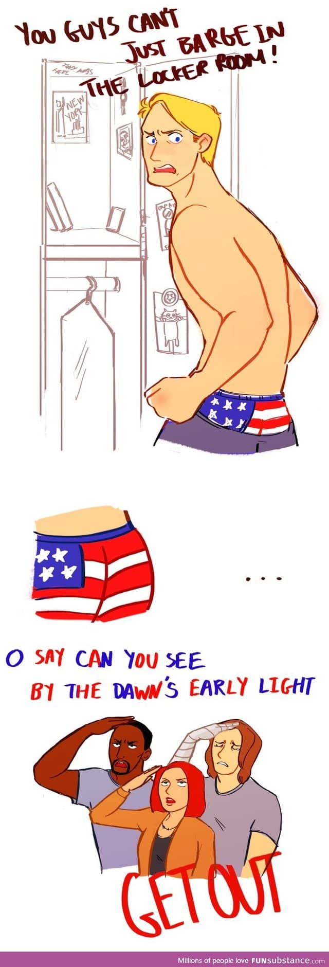 I pledge allegiance, to the flag, on Captain America's butt.