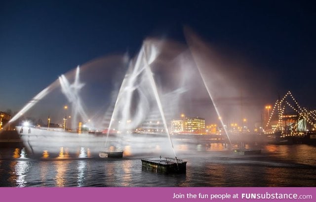 "Ghost ship" made of water and light