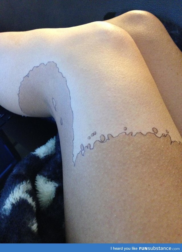 Birthmark outlined in pen. AKA birthmap