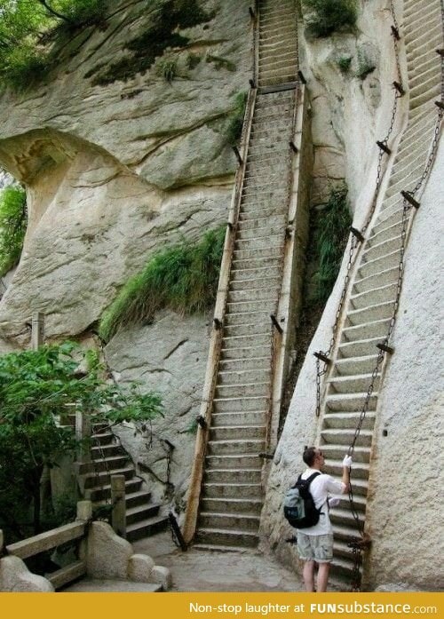 Staircase at China's Huangshan Mountain