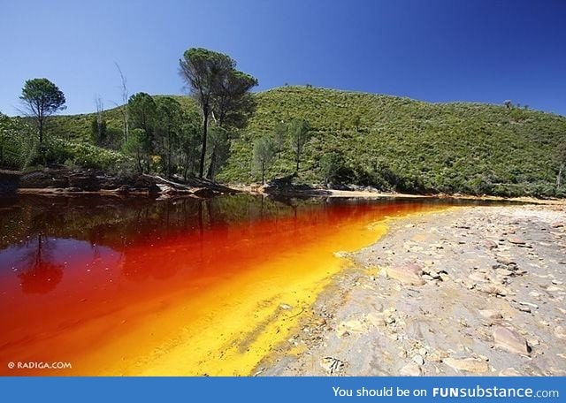 Rio Tinto (river) in Southwestern Spain. All I see is German flag