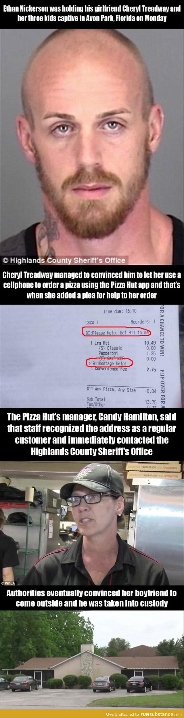 Woman saved by pizza hut