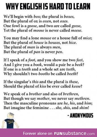 A poem representing the English language