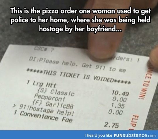 Pizza order reveals hostage situation