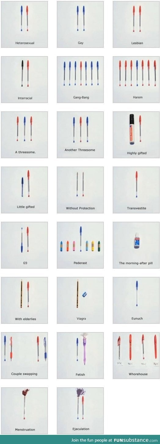 Sex explained with pens