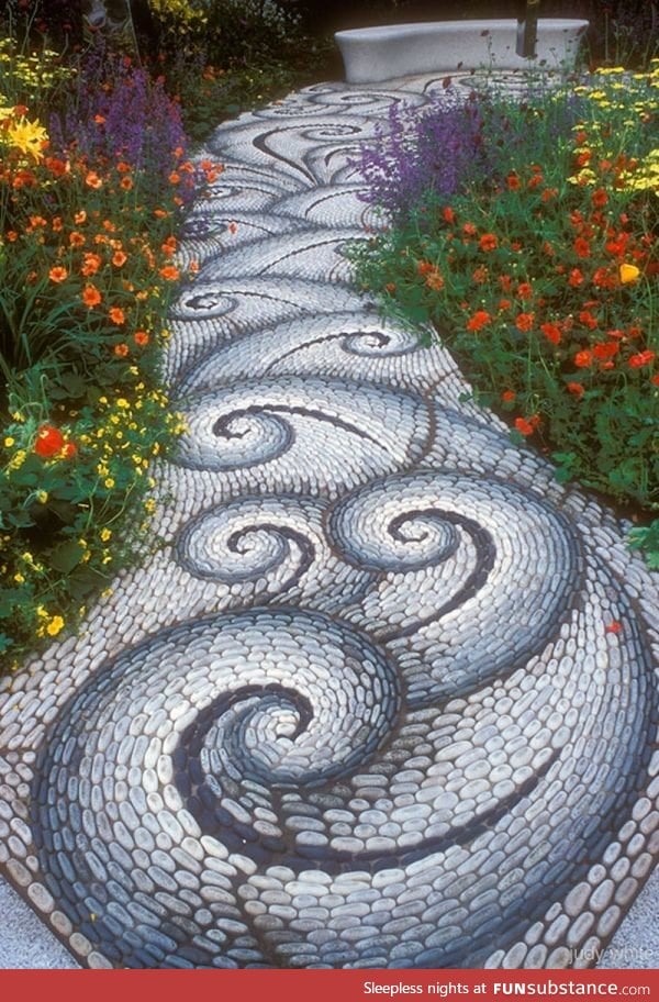 Hand-laid stone walkway