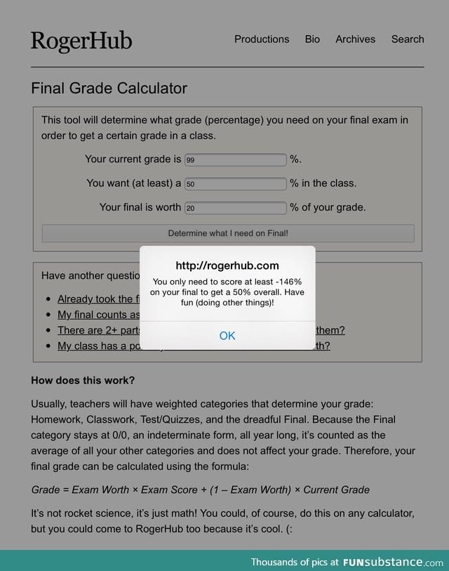 Exam day 2 tomorrow- at least I know I'm passing the course!