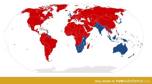 Red is the left-hand drive and Blue is right