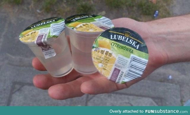 Disposable lemon vodka shots. Welcome to Poland!