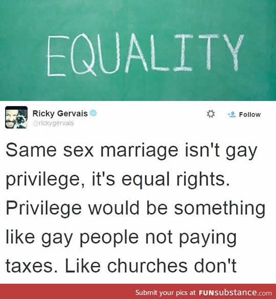 Ricky Gervais' Thoughts on Gay Marriage