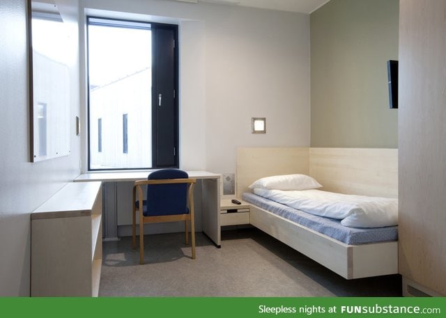 Maximum security prison cell in Halden, Norway looks more like a hotel