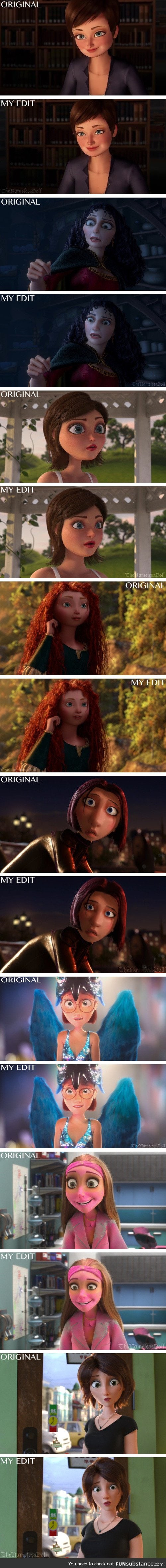 Disney characters with more realistic faces