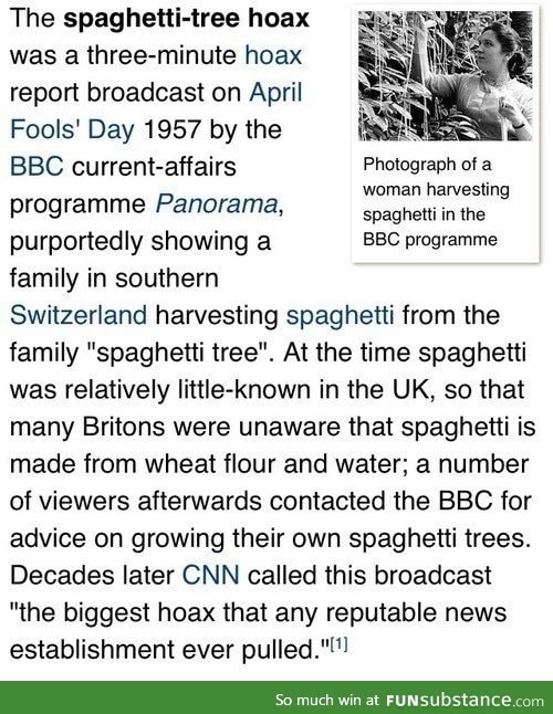 Spaghetti tree hoax by BBC