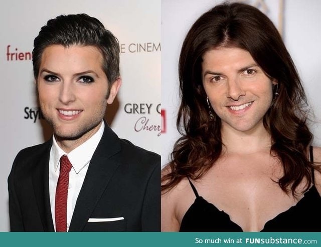 Anna kendrick is basically Adam Scott in a wig