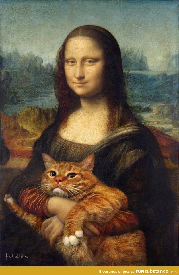 Proof that all art can be improved with the addition of a fat ginger cat