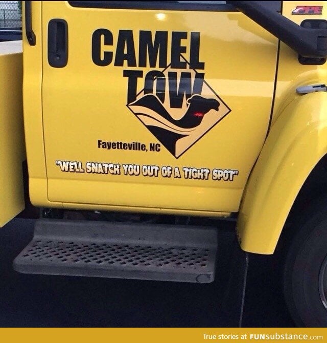 The name and motto of this towing company