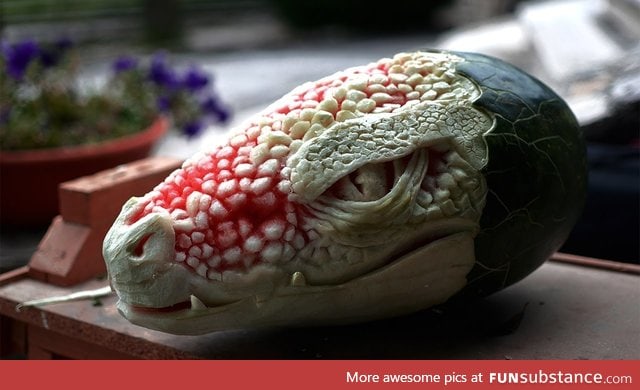 Carved watermelon