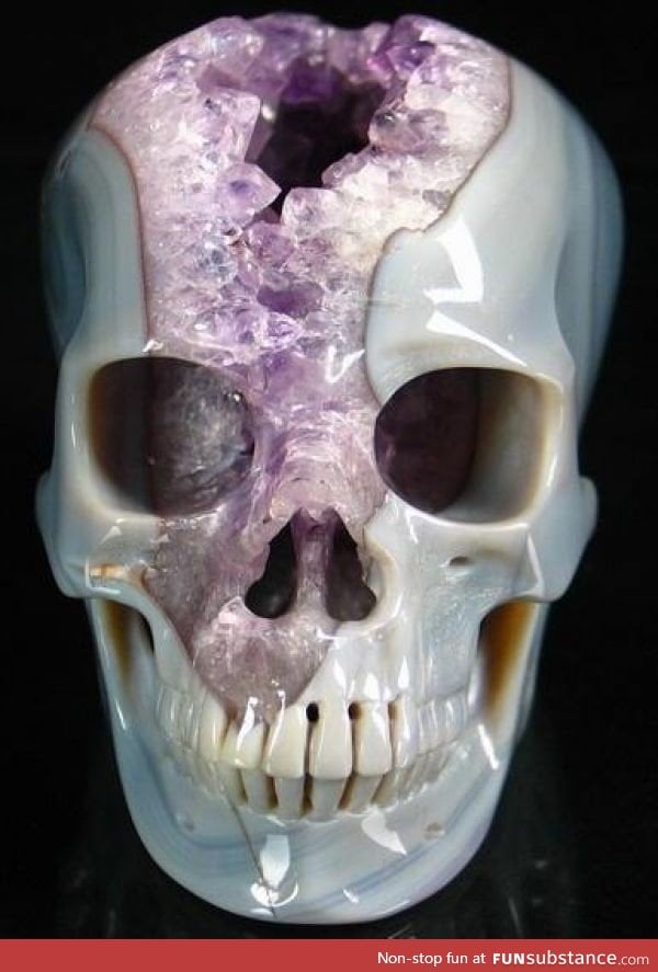 Skull carved from a geode