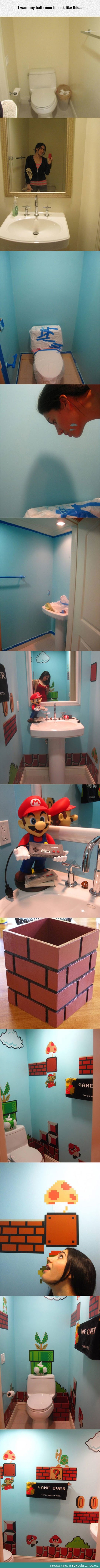 A Super Mario themed bathroom