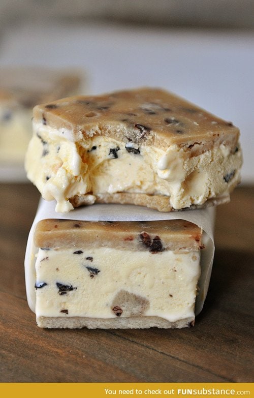 Cookie dough ice cream sandwiches