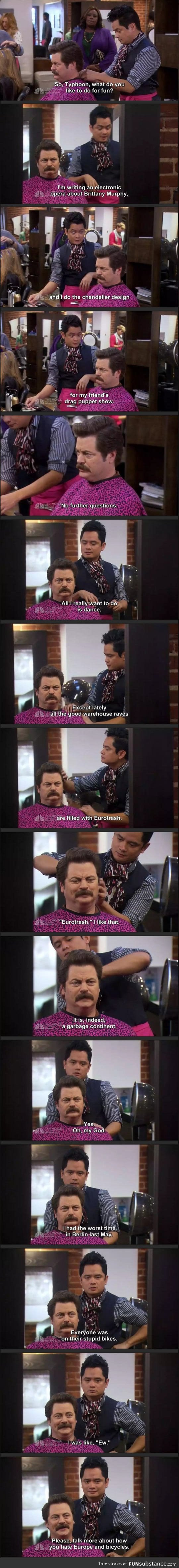 Ron swanson on europe