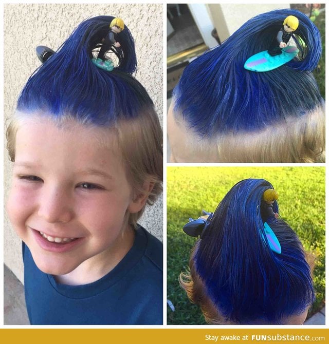 "Crazy hair day" in his kindergarten class