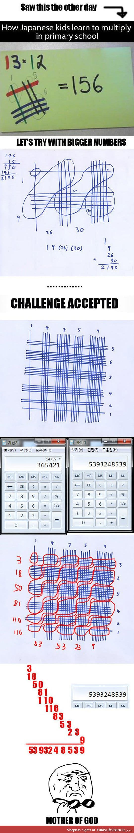 How to multiply big numbers with lines