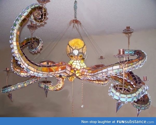 Colored glass octopus chandelier