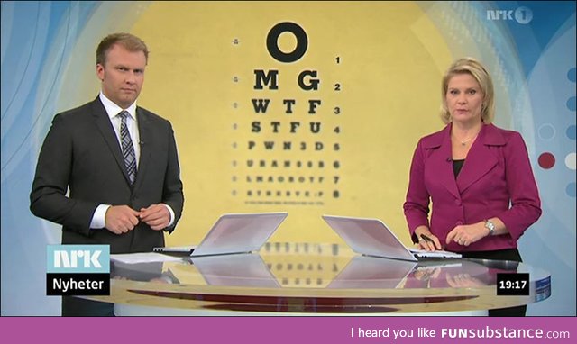 National news in Norway did a piece on eye tests. Anchors had no clue