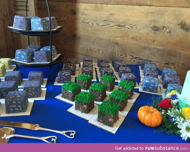 This wedding had Minecraft inspired cupcakes