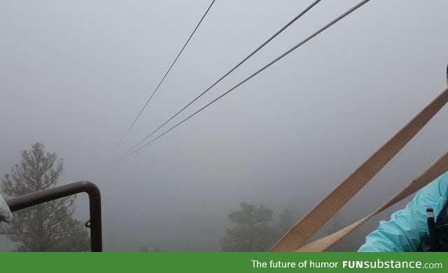 Zipline that is 1500 ft long. Zero visibility at 45 mph. Would you jump?