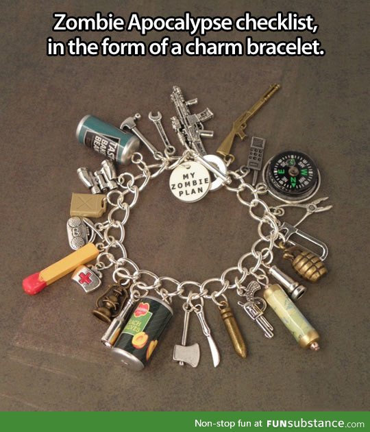 Zombie apocalypse checklist bracelet