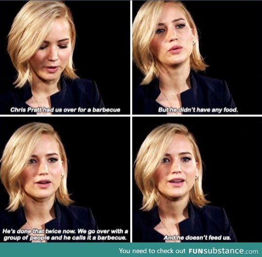 J-Law on Chris Pratt's Hosting Skills